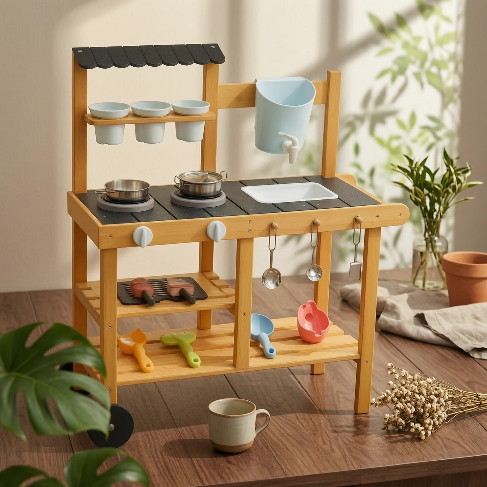 wooden-mud-kitchen-play-stand-grill-section-outdoor-play-kitchen-backyard-cooking-set-storage-shelf-wheeled