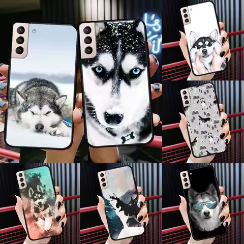 Alaskan Husky Dog Cute Puppy Phone Case For Samsung Galaxy S23 S24 S25 Ultra S22 S20 S21 S24 FE S9 S10 S25 Plus Cover