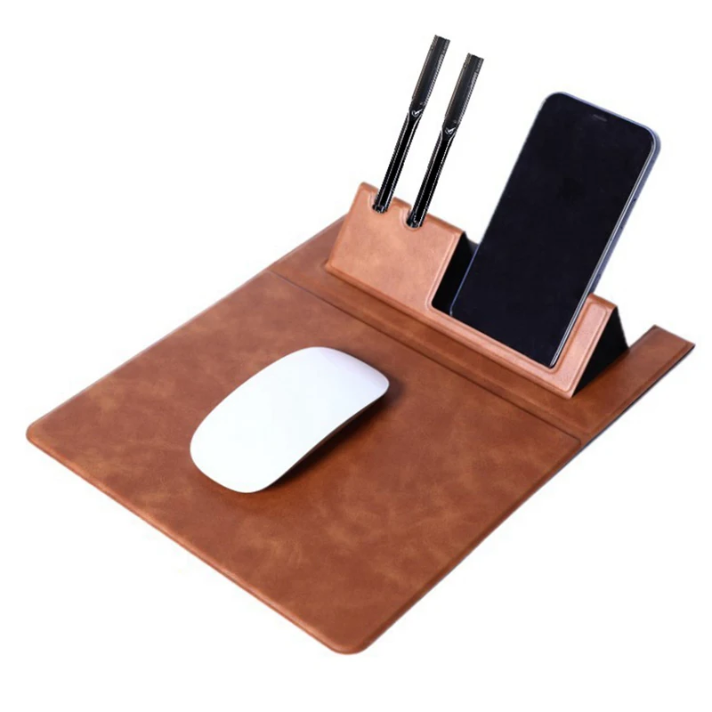 Phone Holder Mouse Pads Portable Folding Mousepad Pen Holder Mouse Pad With Non-Slip Base, For Wireless Mouse