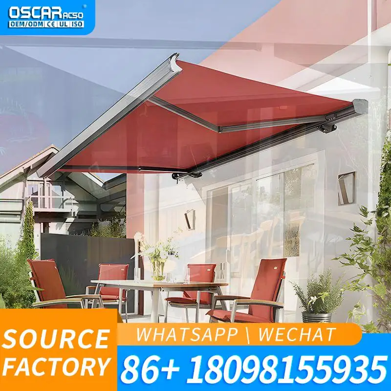 Outdoor Aluminum Retractable Louvre Canopy Garden Patio Balcony Pergola Green Sustainable Shade Solution  Retractable Awning