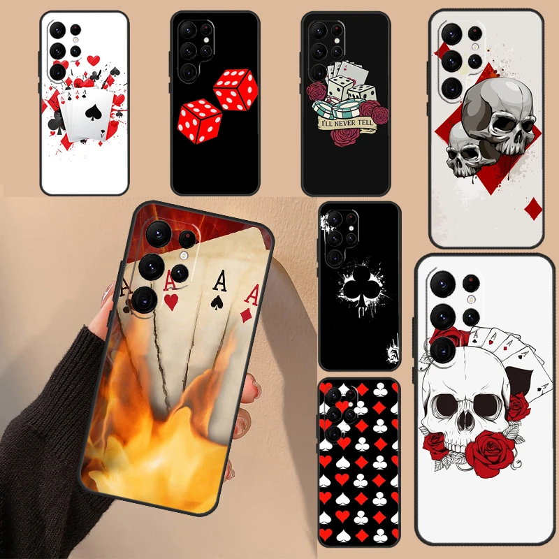 Poker Surreal Aesthetic Art Case For Samsung Galaxy S23 S22 S21 Ultra S20 FE S8 S9 S10 Note 20 10 Plus Soft Back Cover