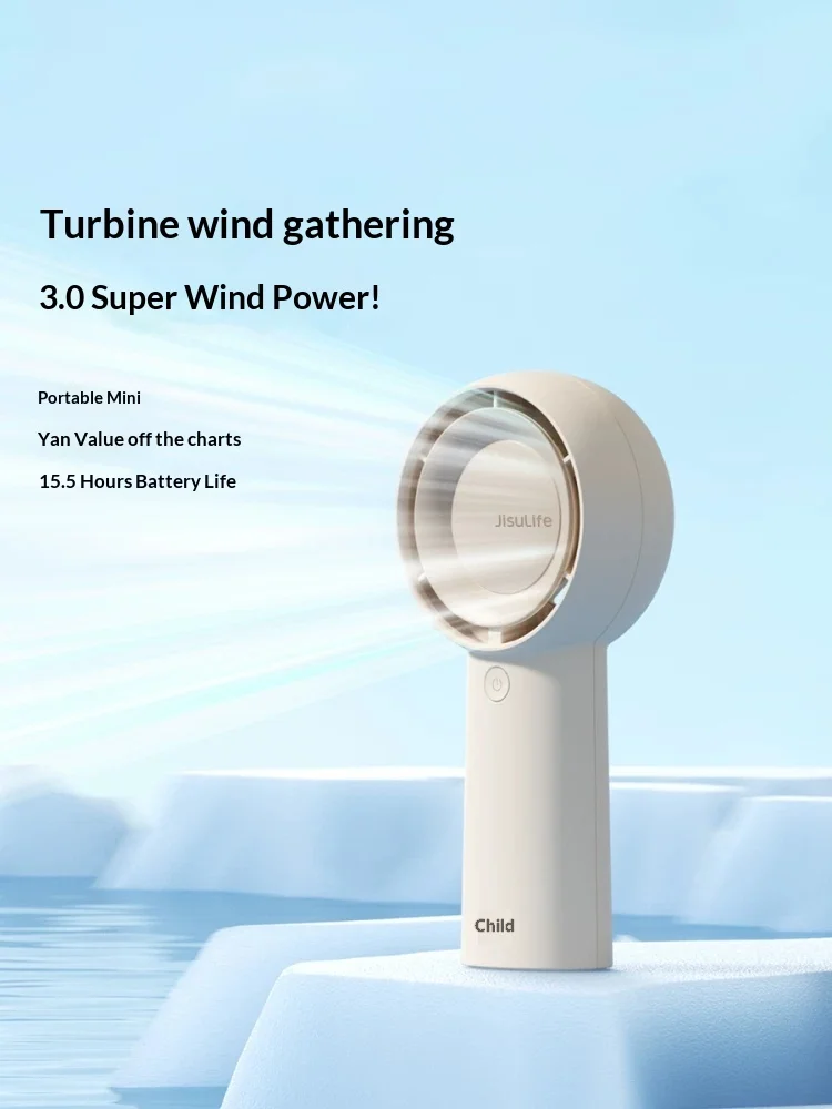 JisuLife FA43 Turbine Handheld Small Fan Multi Stage Pressurization Air Guide System Handheld Fan Light Weight Low Noise Gifts