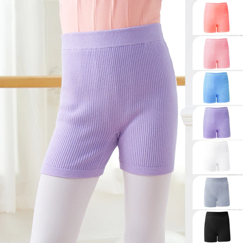 Girls Thermal High Waist Ballet Dance Shorts Winter Knitted Warm-Up Thick Practice Pants for Kids