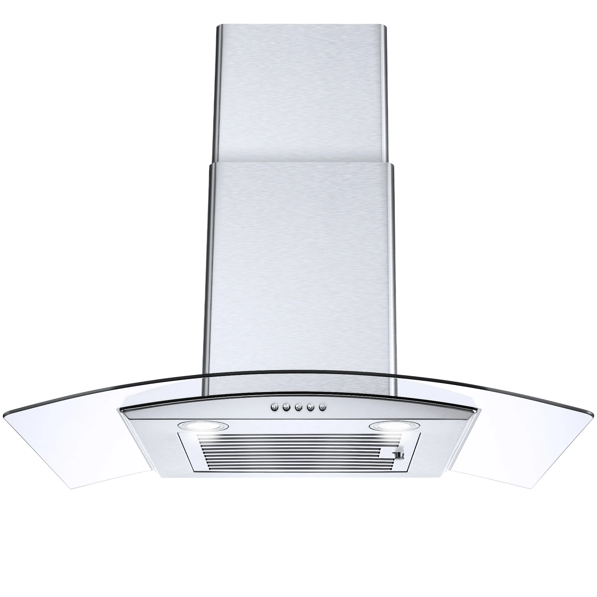 Tieasy 30 Inch 450 CFM Wall Mount Curved Glass Stainless Steel Brushed Finished with LED Lights Range Hood USGD3375B