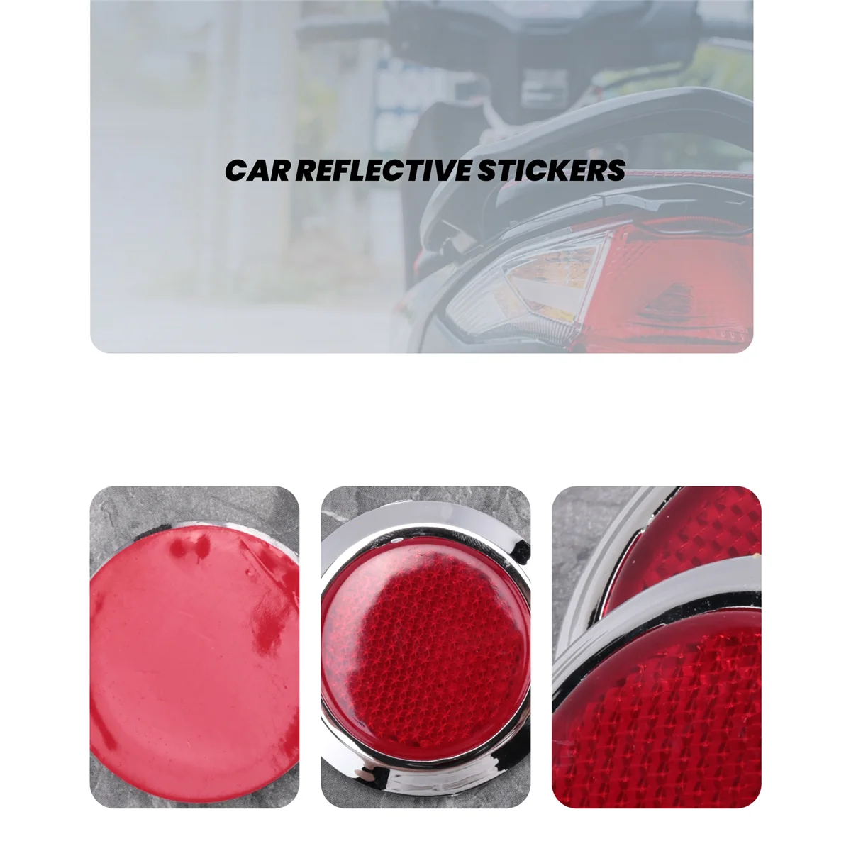 High-end 4 Pcs Auto Car Plastic Round Reflective Reflector Sticker Red