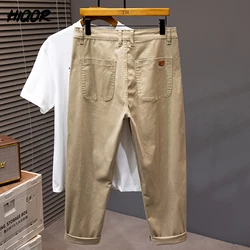 HIQOR Casual Trouser For Men Cotton Cargo Pants Man Pocket Loose Straight Pants Summer Brand Yu Wenle Same Style Men's Clothing