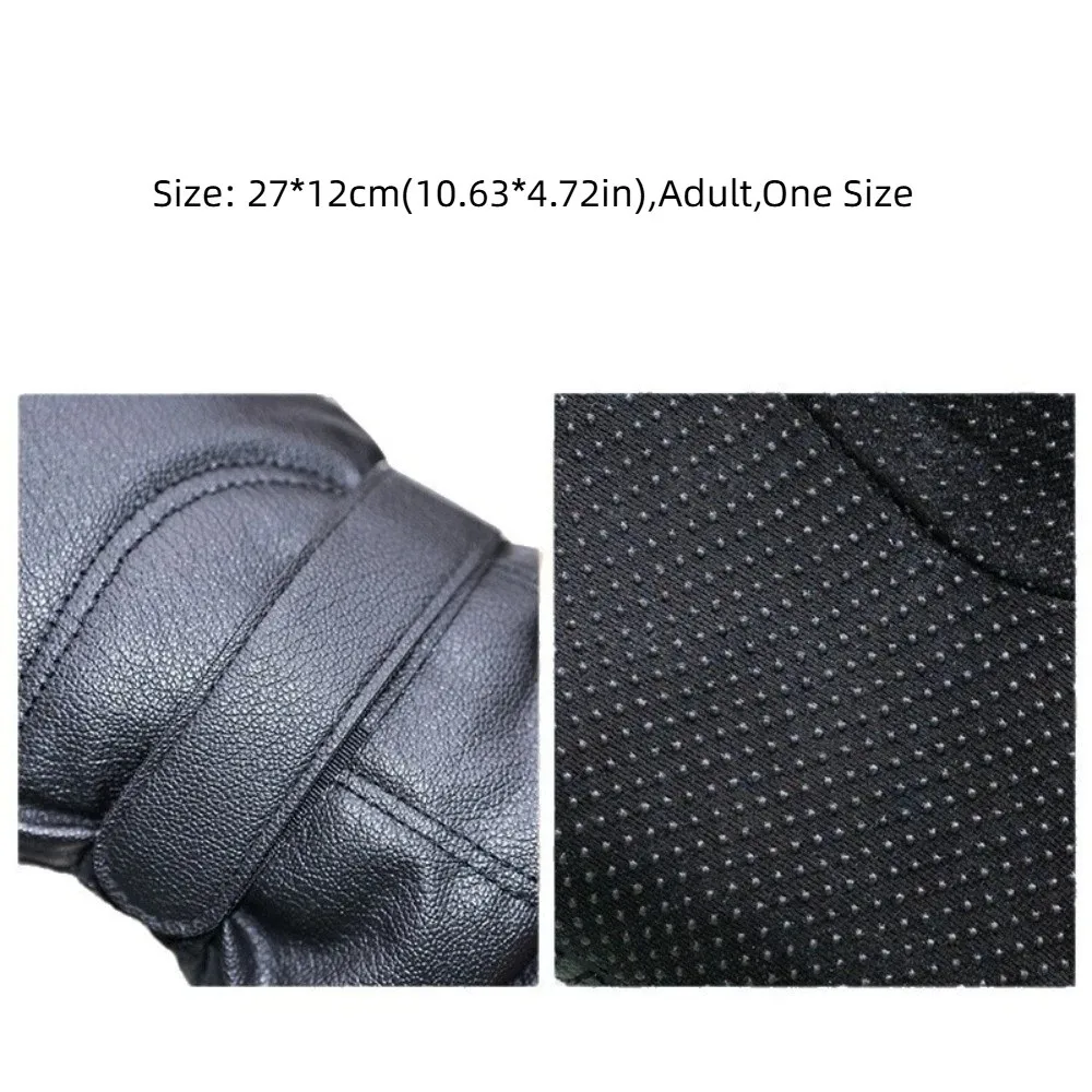 Guantes de invierno cálidos a la moda para hombre, guantes con forro de terciopelo para pantalla táctil de PU, manoplas impermeables a prueba de viento para conducir al aire libre