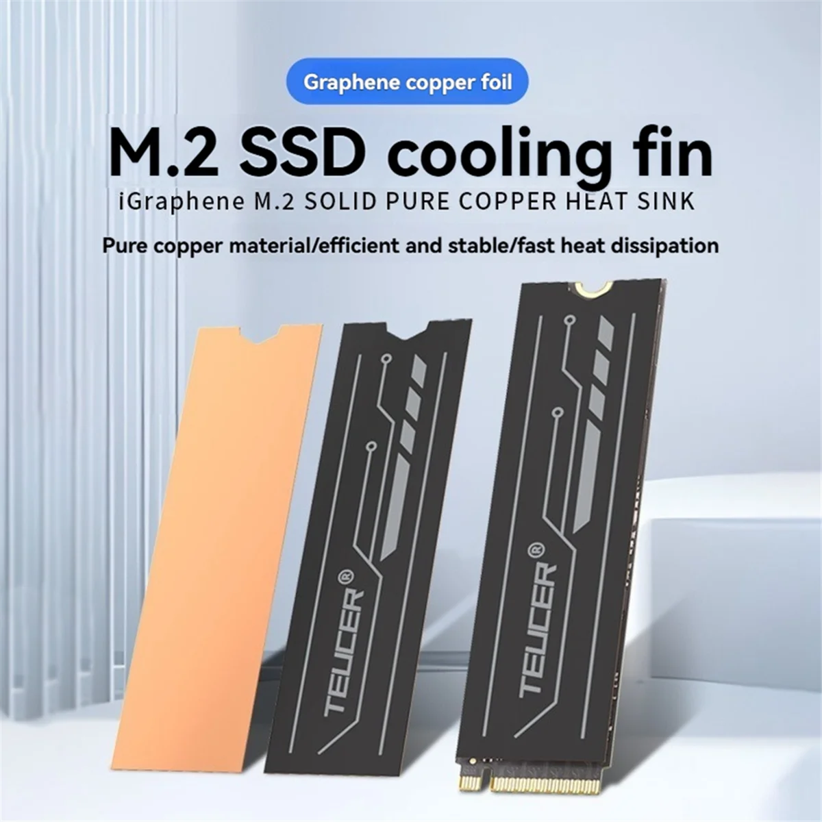 المشتت الحراري SCLS Graphene M.2 SSD، مشعاع تبريد بتصميم جرافين مزدوج الطبقة من رقائق النحاس لأجهزة الكمبيوتر المحمول M.2 2280 SSD