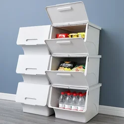 Front-Opening Plastic Storage Box,Stackable Organizer Bin,Toy and Snack Storage,Home Organization Solution,Transparent Container