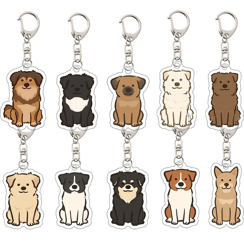 Kawaii Hand Drawn Cartoon Dog Newfoundland Acrylic Keychain Schoolbag Pendant Enthusiast Collection Commemorate Hot Small Gift
