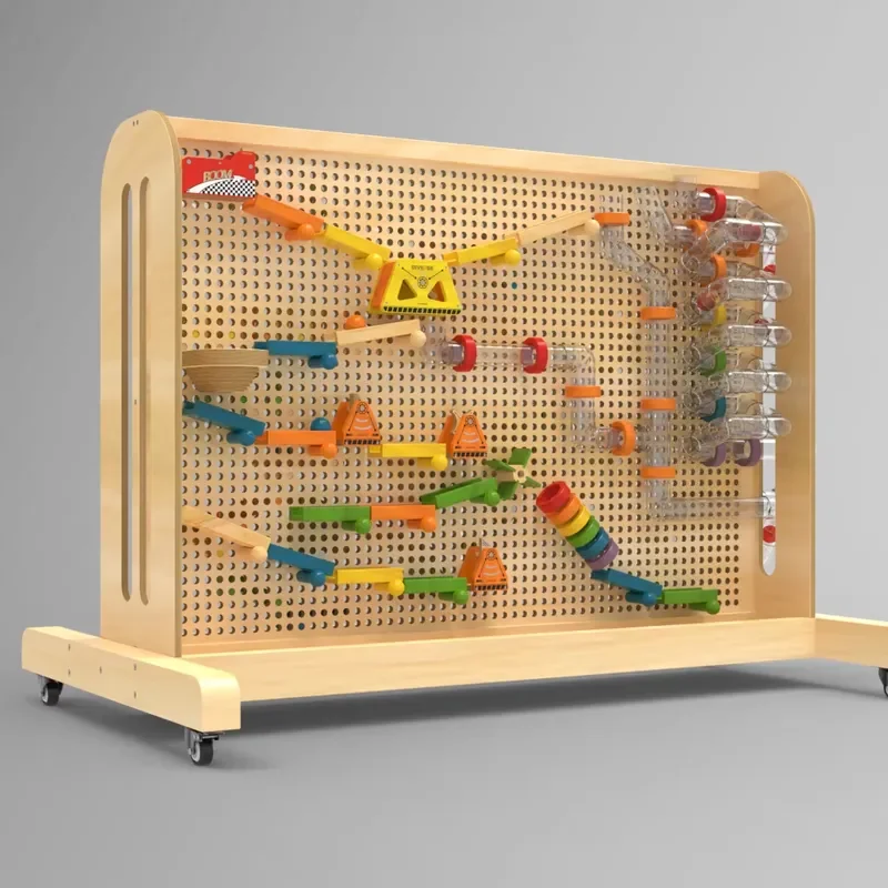 Wooden Marble Run Wall Toy for Kids Indoor Vertical Ball Track Game STEM Activity Panel Mount Kindergarten Educational Play