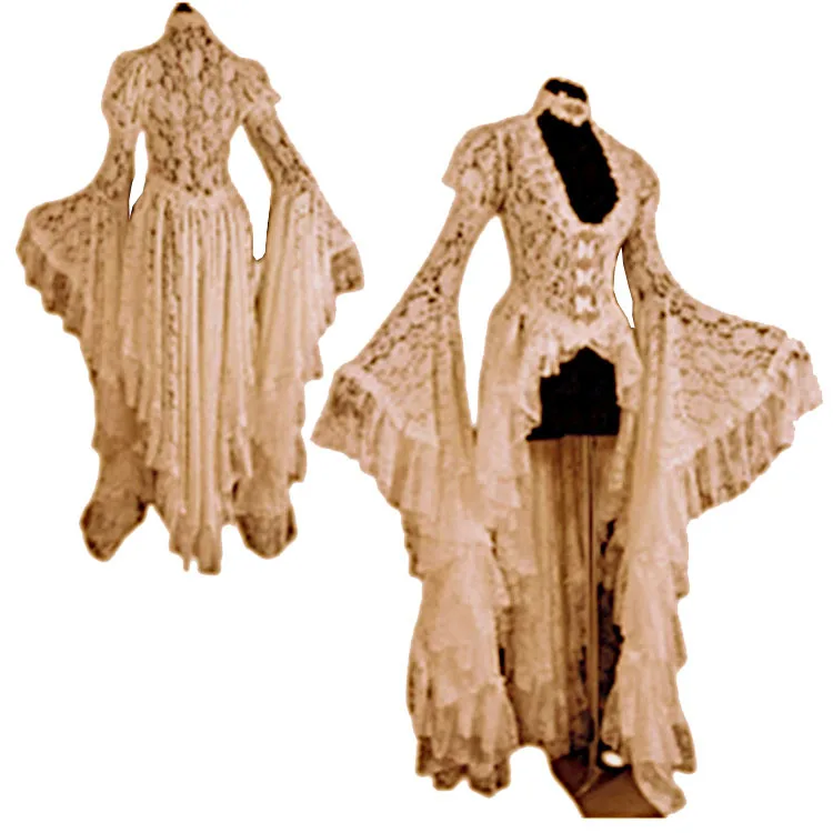 Halloween Retro Cosplay Costumes Vintage Coat Women Medieval Gothic Lace Bandage Fancy Maxi Dress Vestidos view 5