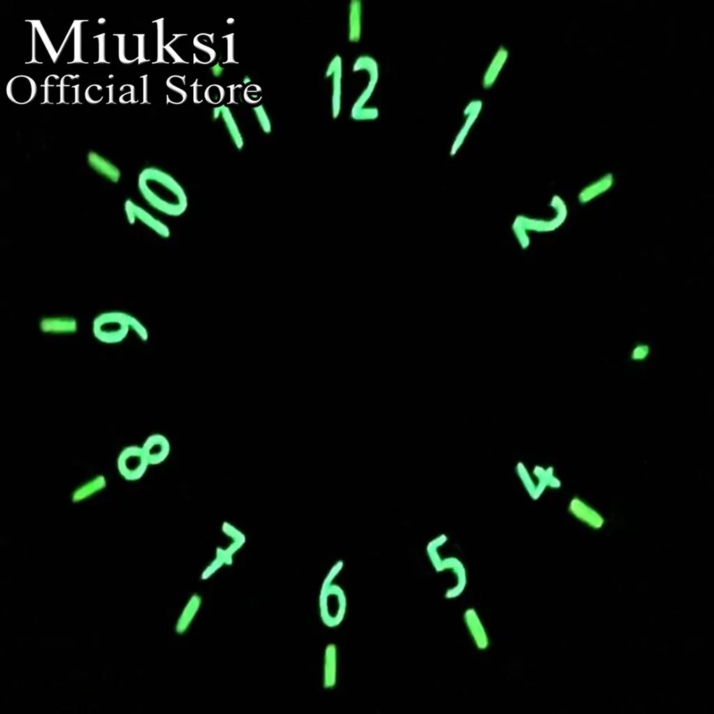 Miuksi 29mm black blue green white sterile watch dial luminous fit NH35 movement fit 3 o\'clock crown 3.8 o\'clock crown