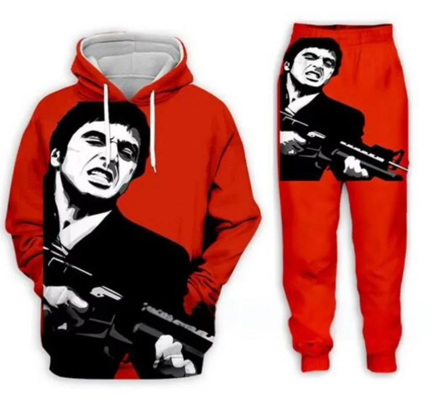 ใหม่ผู้ชาย/ผู้หญิงScarface Artตลก3Dพิมพ์แฟชั่นTracksuits Crewneckคู่Hoodie Joggersกางเกง + Hoodies