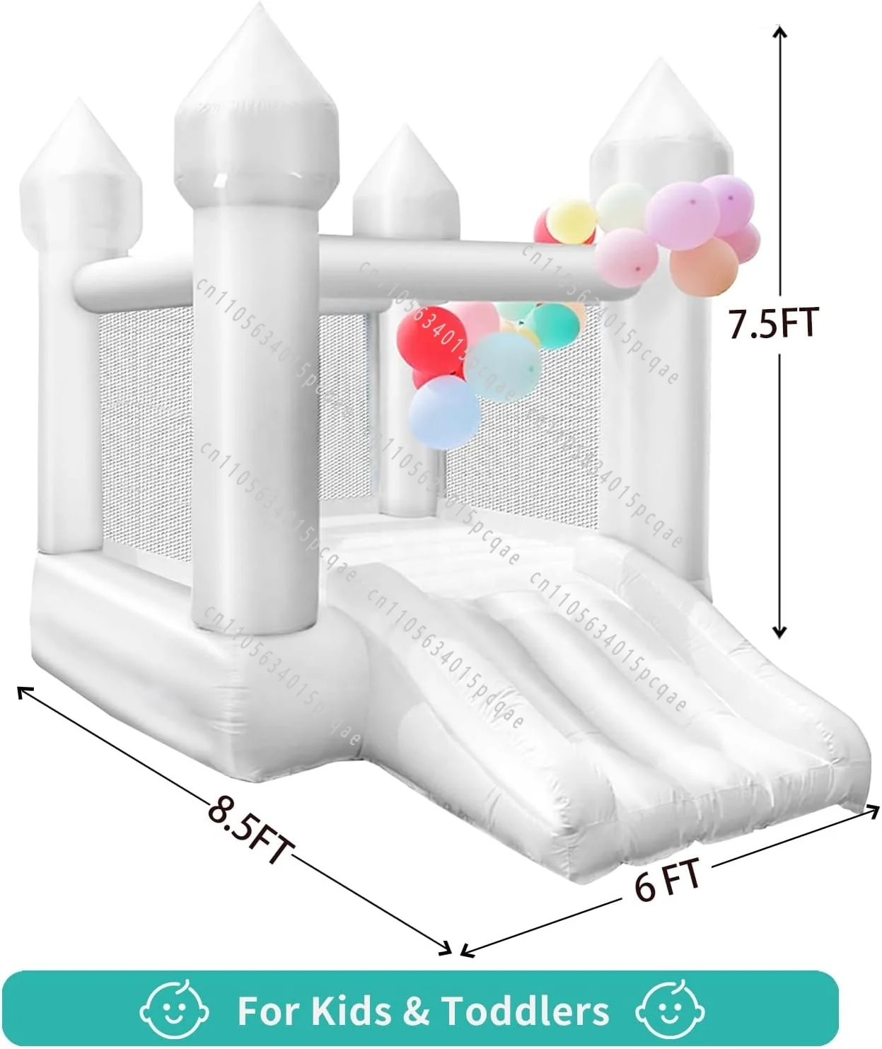Hermoso Mini Castillo Inflable Blanco para Bodas, Interior y Exterior, Casa de Brinco Blanca, Trampolín Infantil