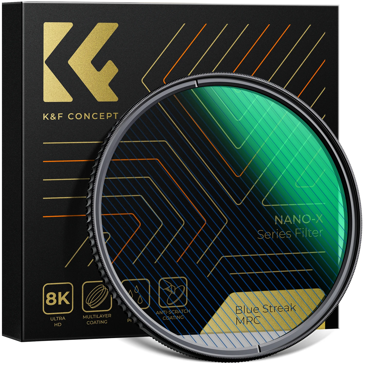 K & F Concept Blue Streak Filter Optische Glazen Groene Film Streak Flare Camera Lenzen Filters Voor Nikon Canon Leica Nano-X 49-82Mm