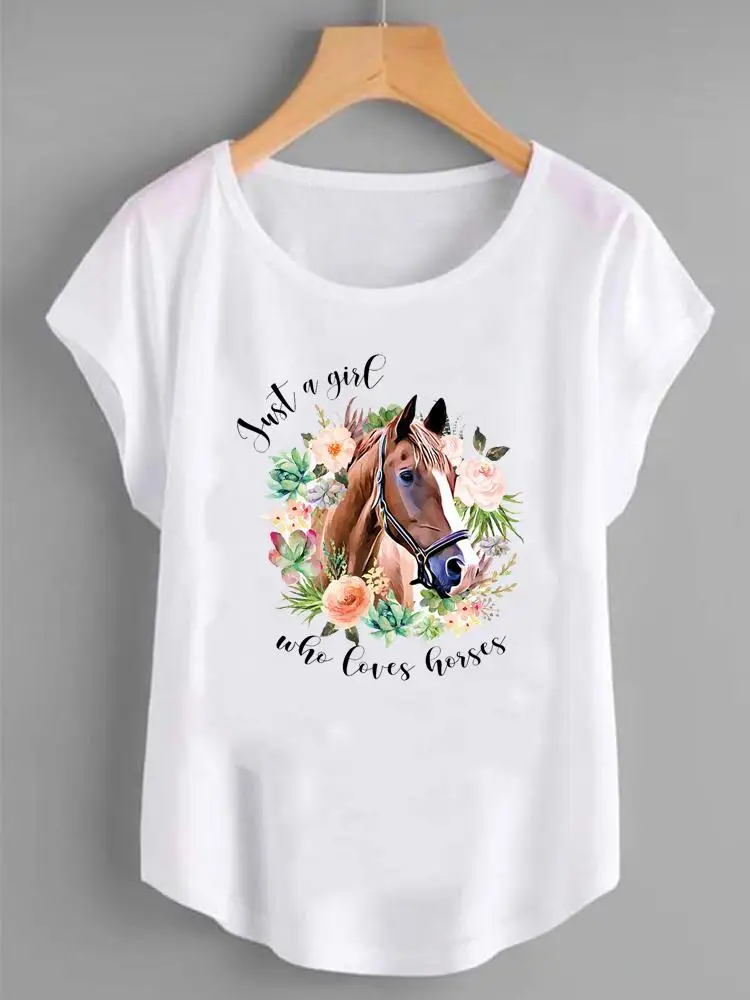 Fashion Shirt Female Flower 90s Cute Trend Graphic T Top Women Print Summer T-shirts Clothing Short Sleeve Cartoon Tee T-Shirt