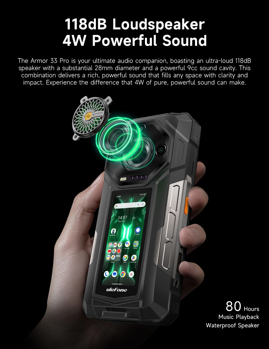 Ulefone Armor 33 Pro 5G Rugged Phone Smartphone Android 14 32GB+512GB 25500mAh Night Camera 64MP NFC Loud Speaker