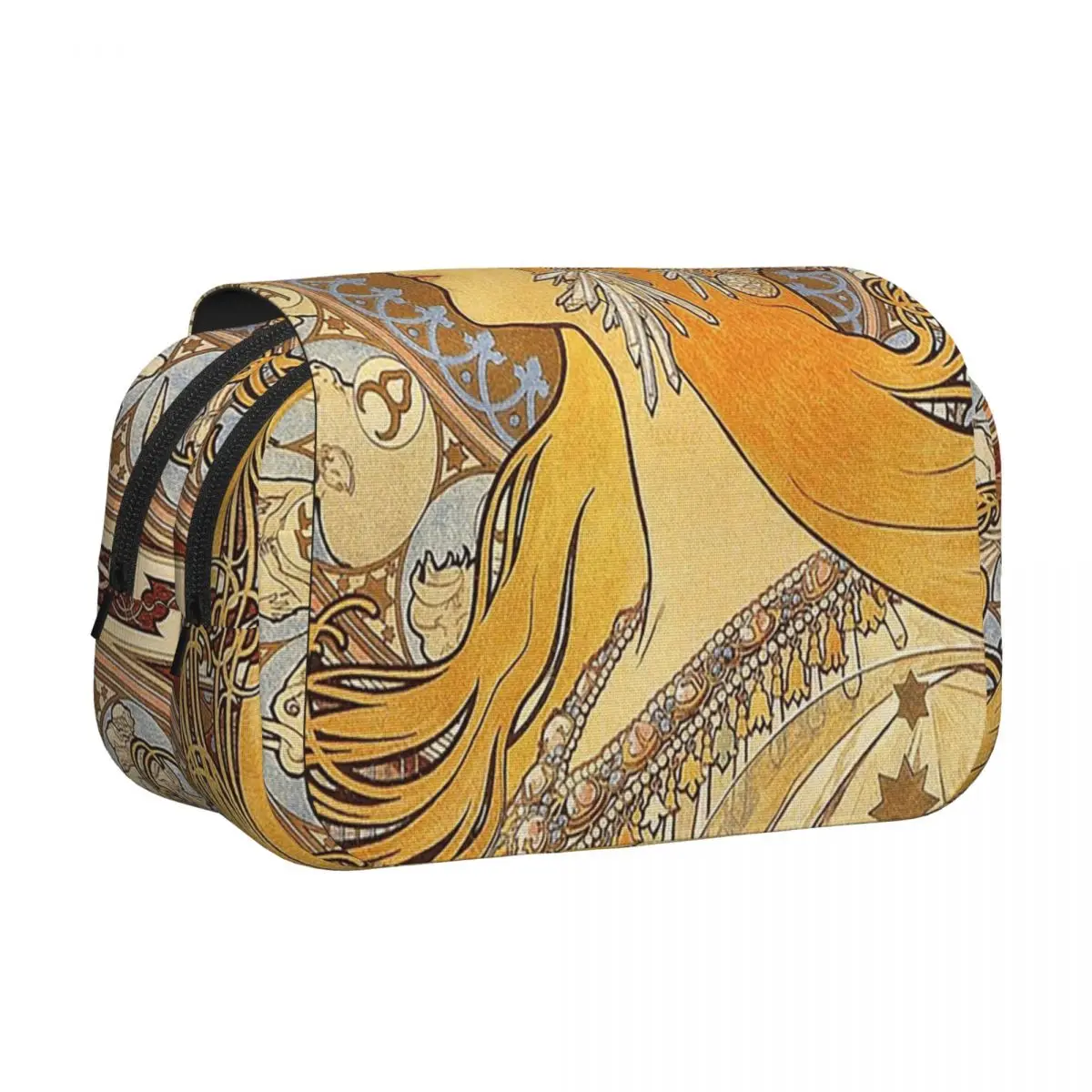 Alphonse Mucha Zodiac Art Nouveau Woman Pencil Case Pencil Pouch Hard Shell Leather Large Storage Pen Box Pencil