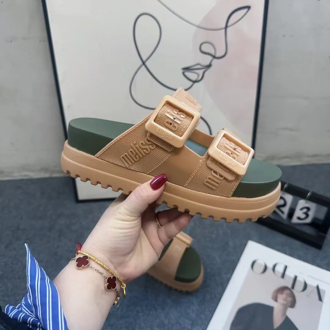 

Классические пробковые сандалии Melissa для женщин и мужчин, модные пробковые тапочки на мягкой толстой подошве, летние пляжные сандалии, домашние сандалии на плоской подошве с открытым носком