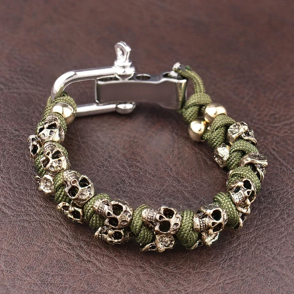 Punk Hip Hop Skull Bracelets Vintage Adjustable Umbrella rope Bangles Amulet Fashion Male Motorcycle Party Jewelry Dropshipping