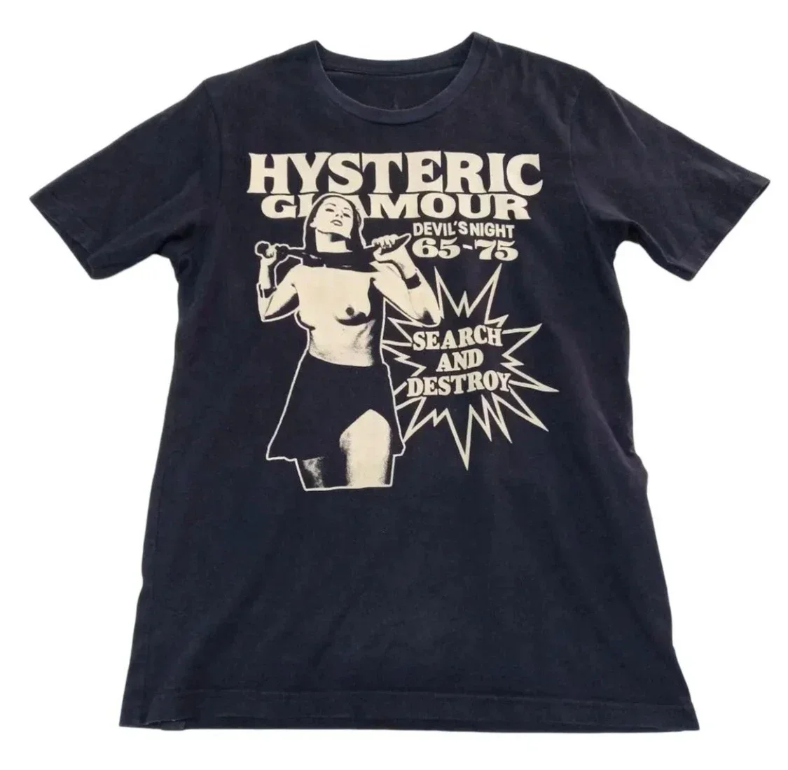 Hysteric Glamour 90s ريترو ستايل الفحم إعادة طباعة تي شيرت للرجال والنساء الجرافيك قصيرة الأكمام قميص للجنسين المرأة الصيف