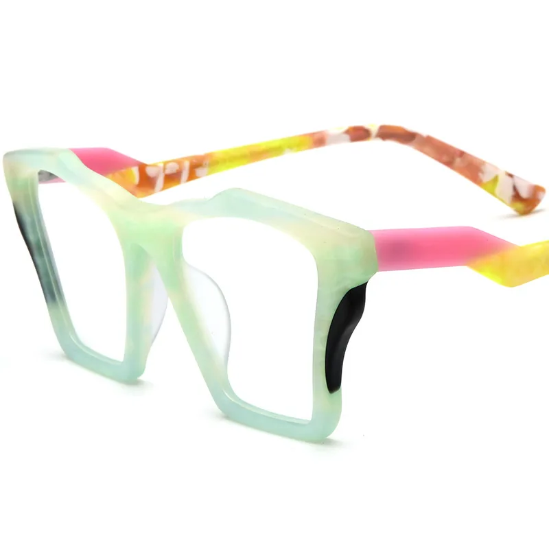 

New multi-color collocation material cat eye plate glasses frame odd wind men and women glasses can be equipped with myopia anti