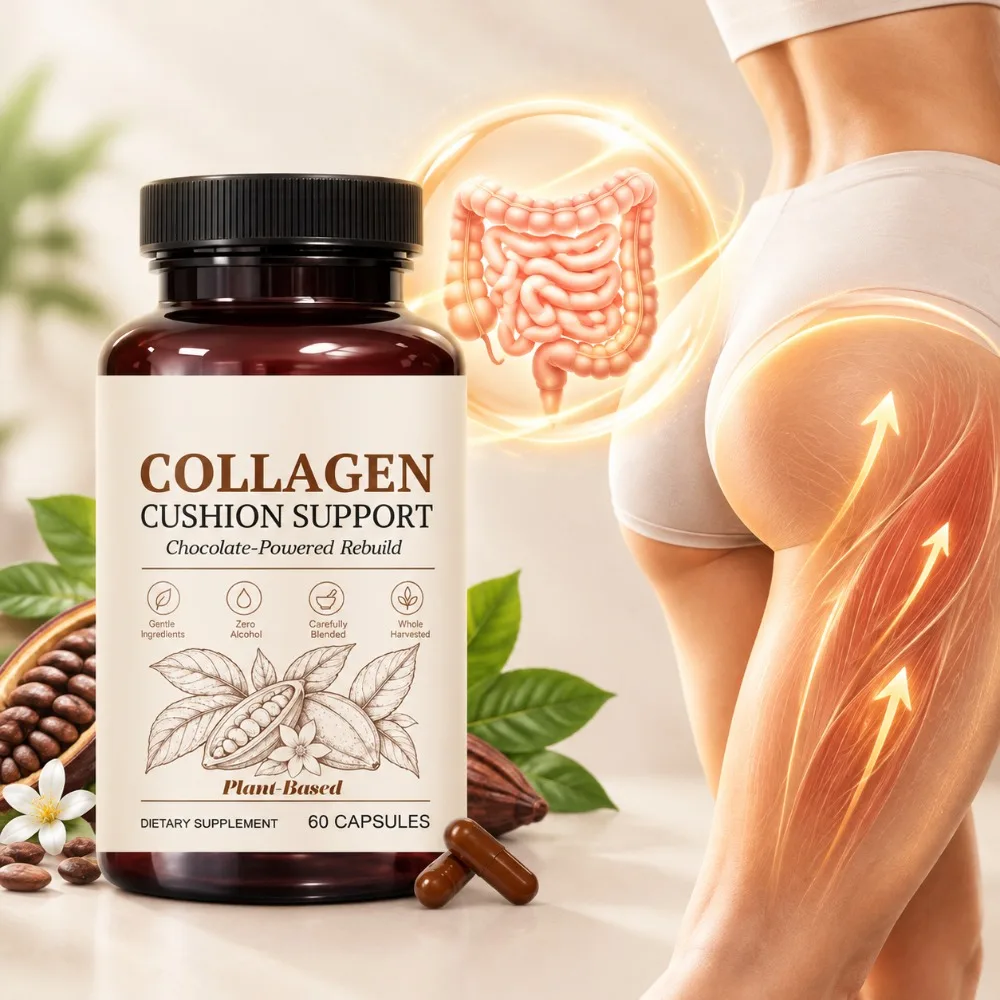 Collagen Cushion Support Capsules for Improve Intestinal Comfort Maintain The Elasticity of Buttocks & Lower Limb Tissues 60 Ct