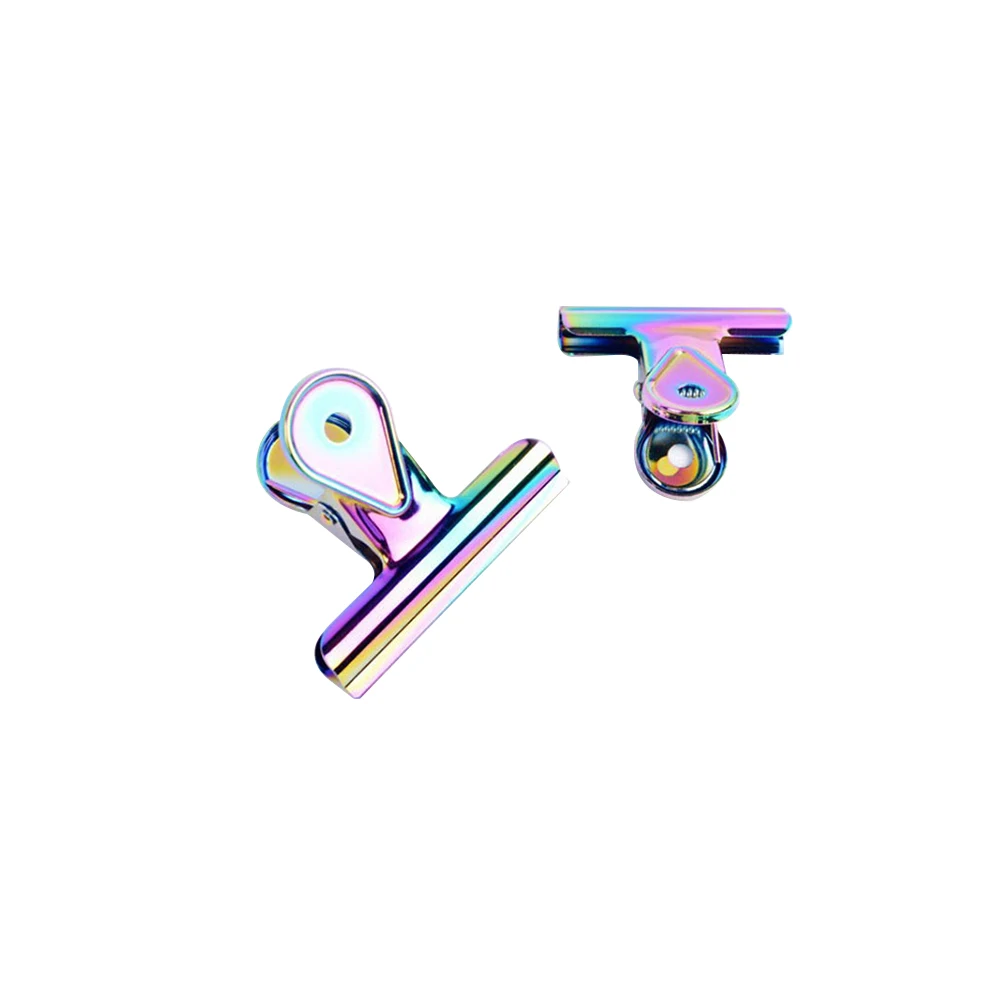 

5 Pcs Rainbow Test Paper Clip Hinge Clips Binder Copper Hollow Out Clamp Office
