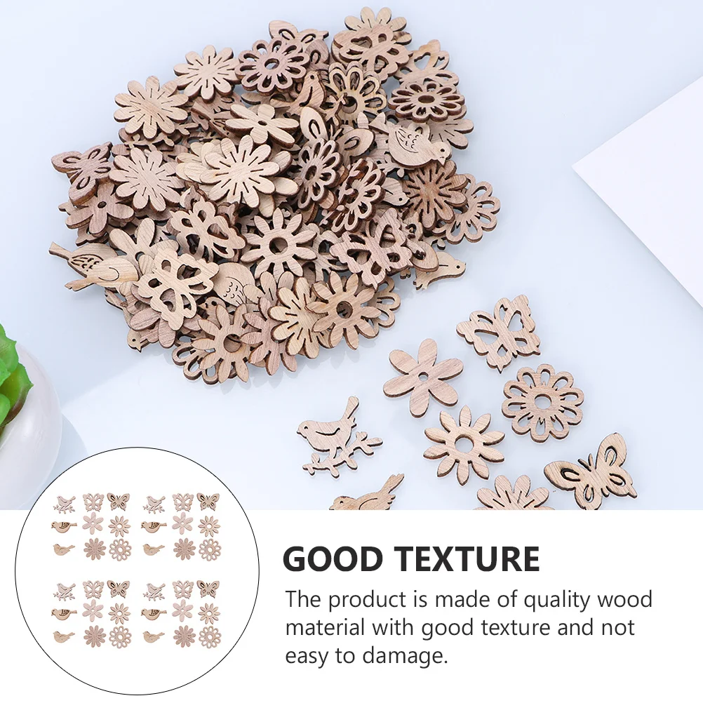 

200Pcs Wooden DIY Pieces Natural Quality Wood Smooth Surface Creative Decoration Kids Painting Chips Wooden Piece