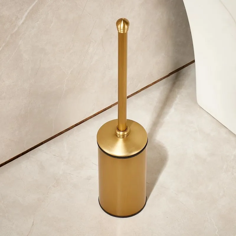 Tuqiu Antique Toilet Brush Holder with Brush Brass Material Bathroom Toilet Scrub Cleaning Brush Holder Set