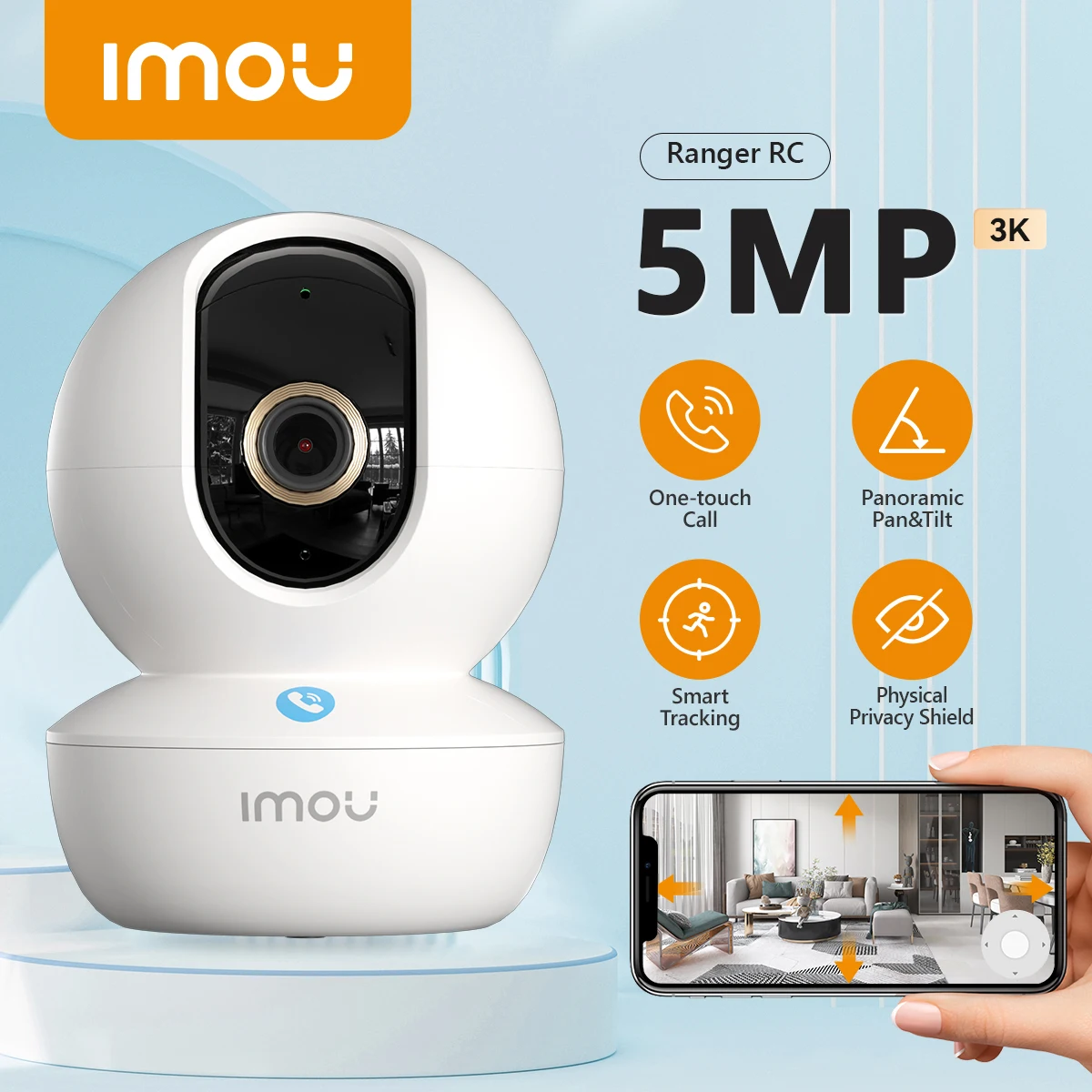 IMOU Ranger RC 5MP 3MP Indoor Video Surveillance Wifi Camera One-touch Call Security Human Detection Night Vision IP Camera