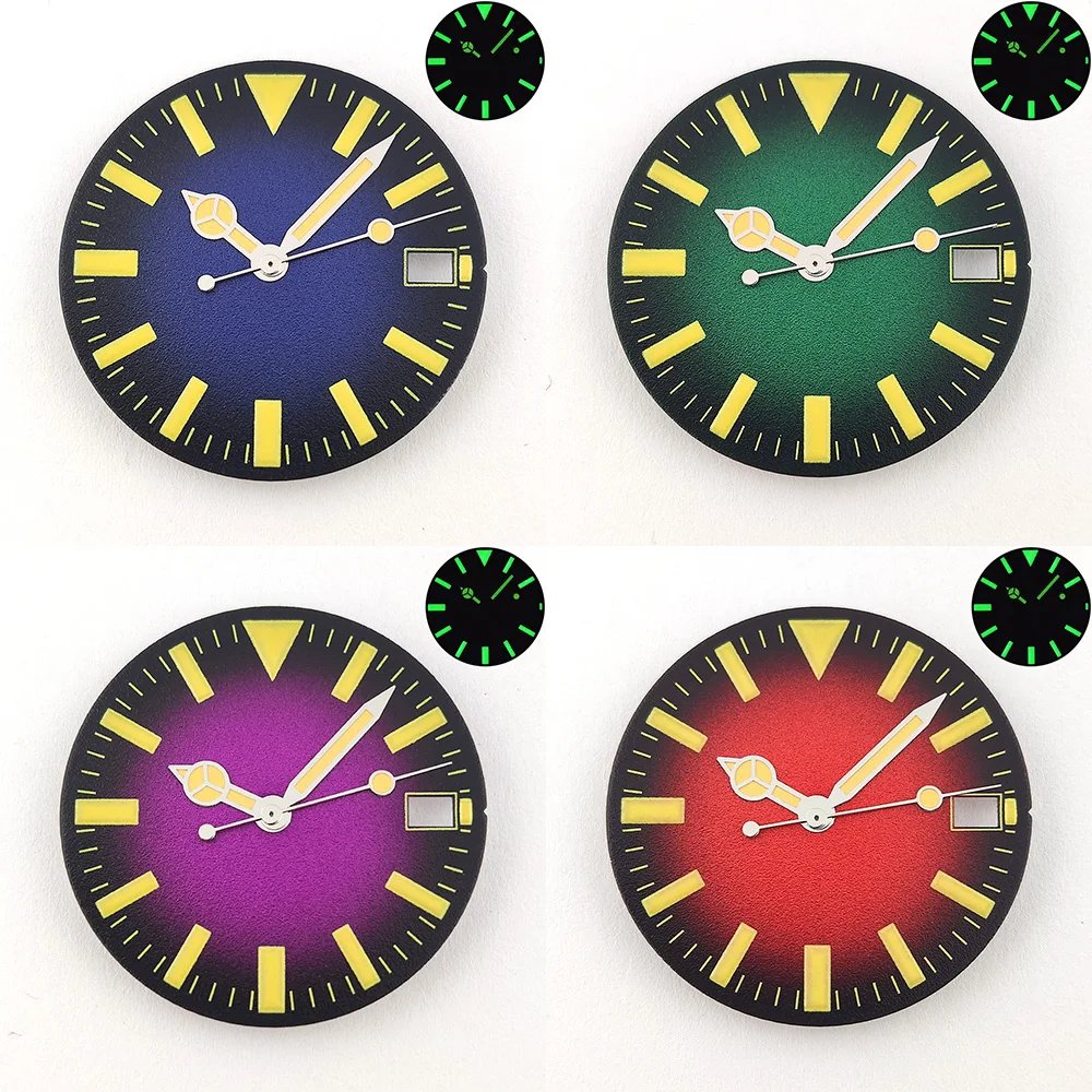 28.5mm Dial NH35 Dial High Quality Gradient Dial With Hands Luminous Dial NH36 Dial NH35 Watch Accessories Fits NH35/36 Movement