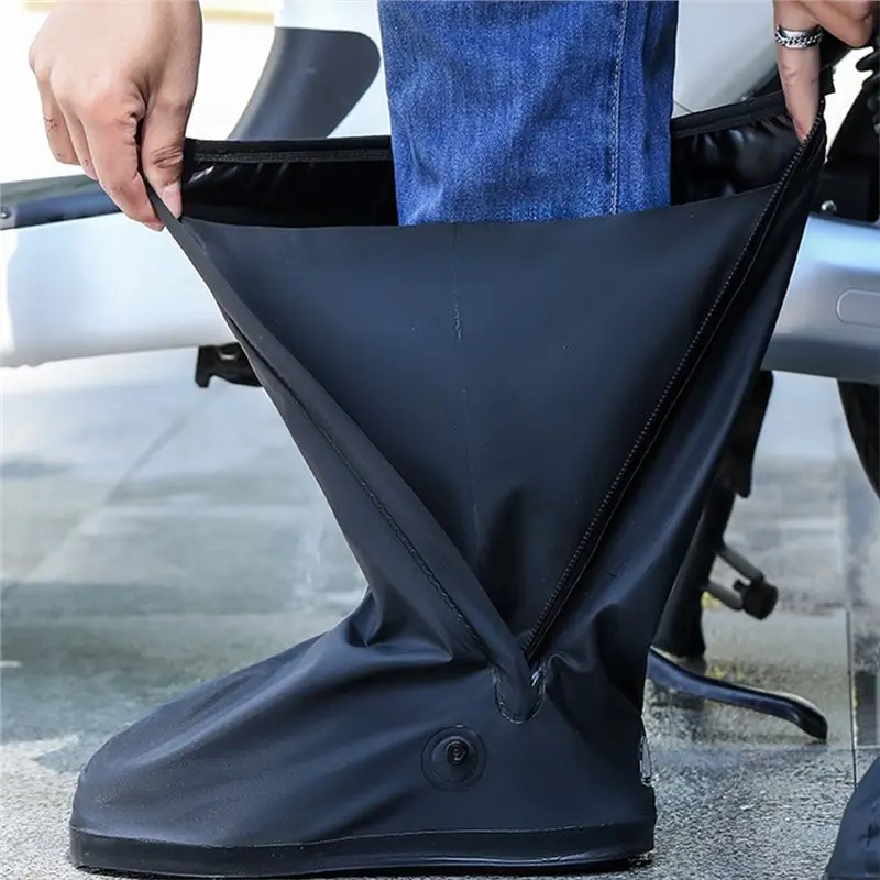 TEXU Non-Slip Waterproof Rain Boot Shoe Covers With Zipper& Reflector Foldable Overshoes