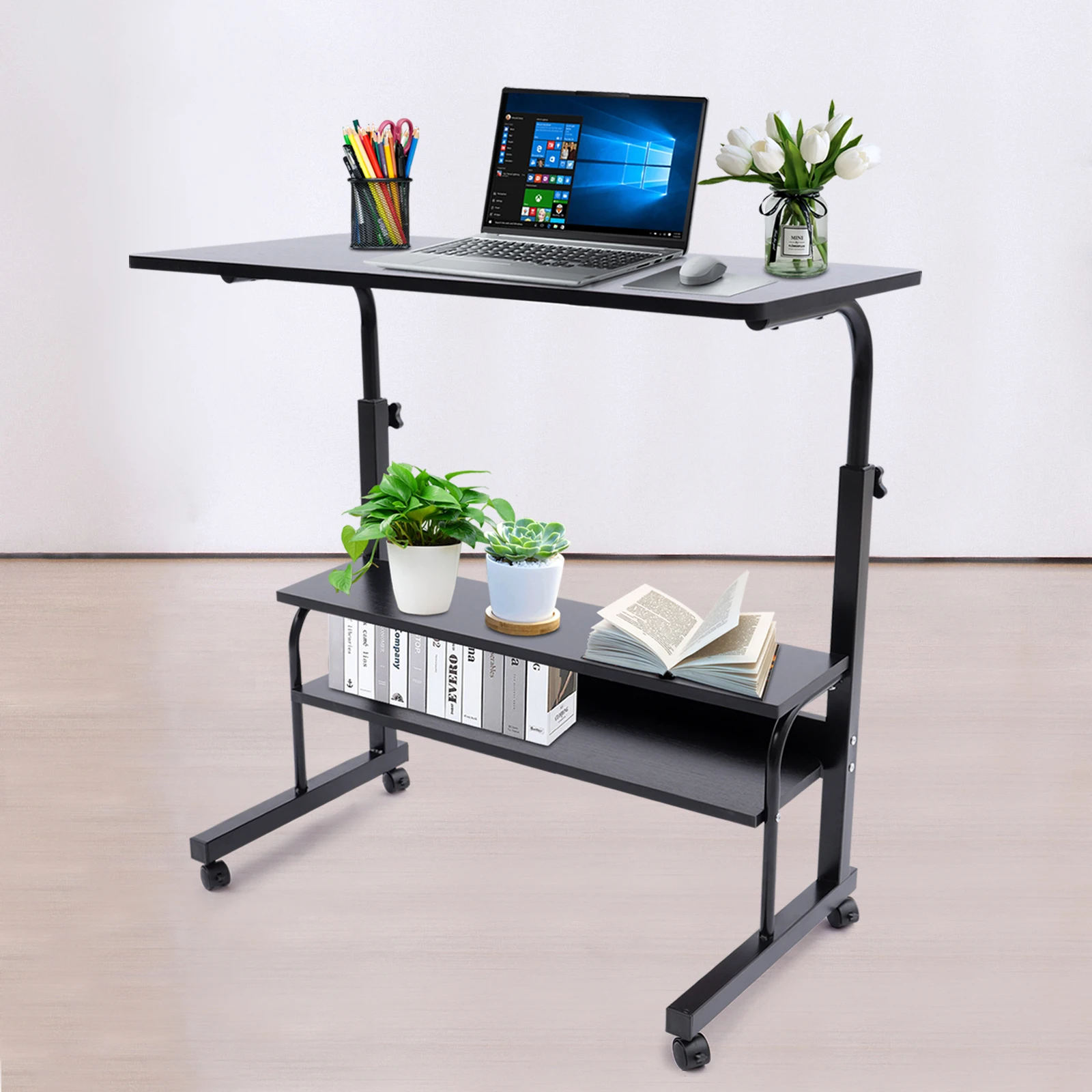 Rolling Side Table Computer Laptop Desk Study Workstation for Home Office TOP