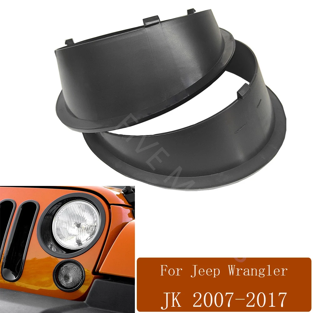 

Headlight Lamp decorative ring Accessories For 2007-2018 JEEP Wrangler JK Left Right Front Exterior Black Lamp Trim Cover