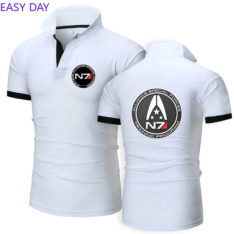 N7 Mass Effect 2024  Quick Drying Summer Polo Shirt Hot High Quality Men's Short sleeved Business Comfortable Casual Tops