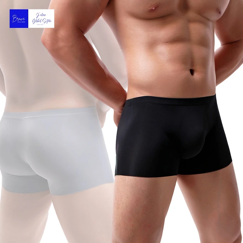 2pcs Mens Boxers Shorts Ice Silk Men Seamless Sexy Underwear Panties Male Ultra-thin Breathable Briefs Lingerie Mens Underwear