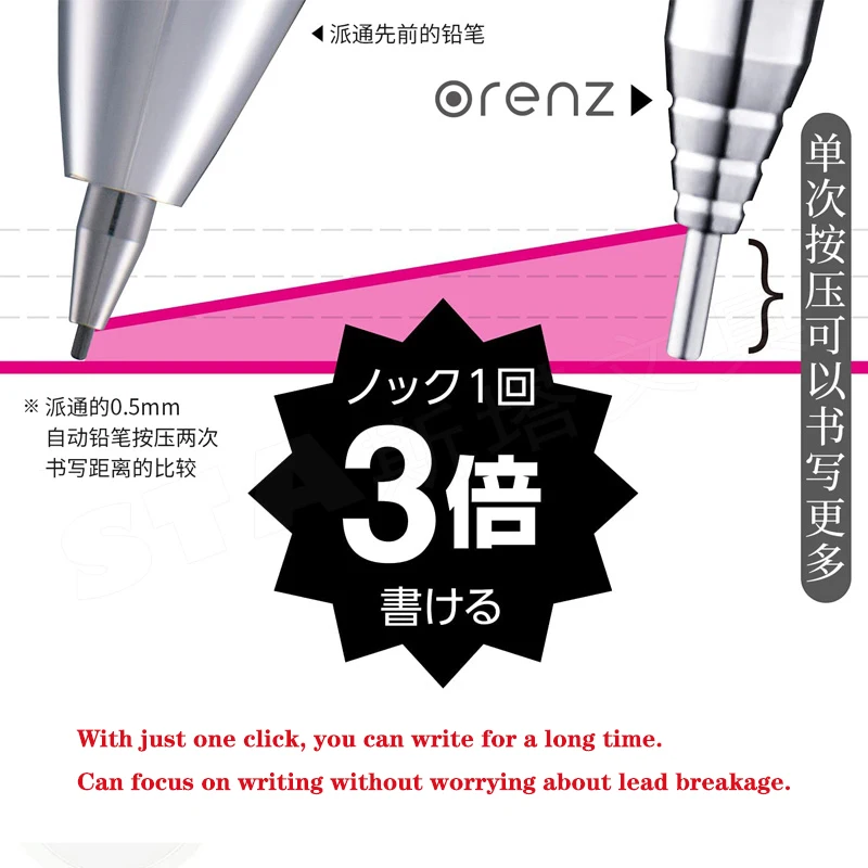 Pentel Orenz Nero 0.5mm 限定セット Jepang Pentel Pensil Mekanik Terbatas Anti-istirahat Memimpin 0.3