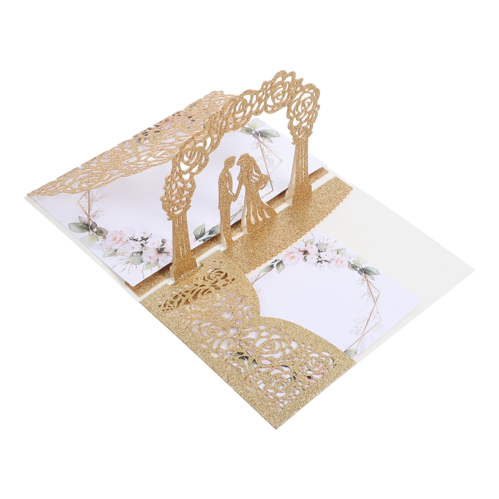 1 Set 1 Set Hochzeitseinladungskarten, glitzernde Rose, gewölbter Türstil, 3D-Grußkarte, dickes Papier, Braut, Bräutigam, Verlobungsfeier