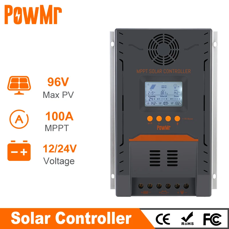 

PowMr MPPT 100A контроллер солнечного заряда 12 В 24 в авто солнечные панели РЕГУЛЯТОР солнечного аккумулятора зарядное устройство Макс PV вход 96 в двойной USB