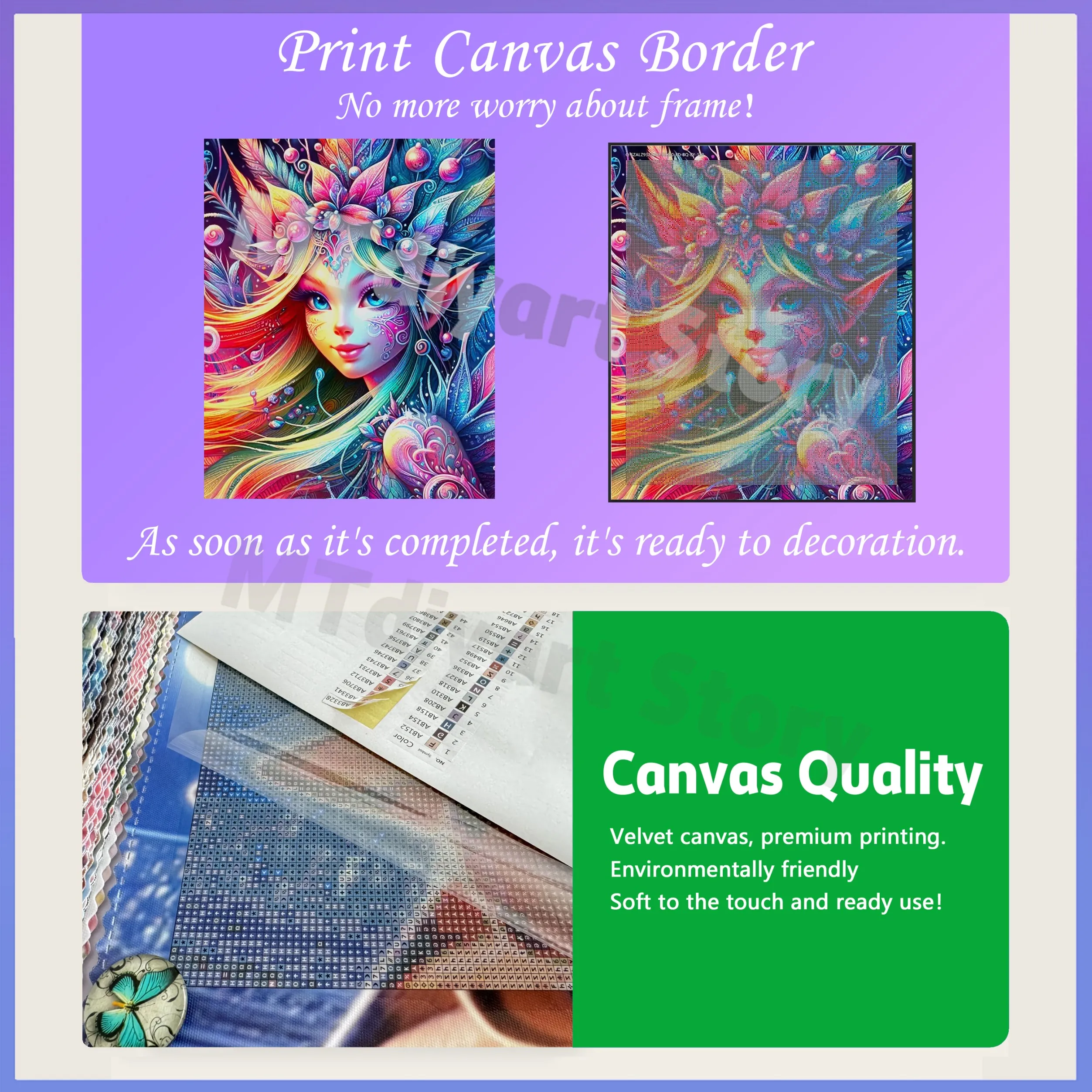 Symbol Stickers Printed Canvas Border 120 Colors Resin Diamond Painting Biker Cool Girl Cartoon Portrait DIY Mosaic Wall Art