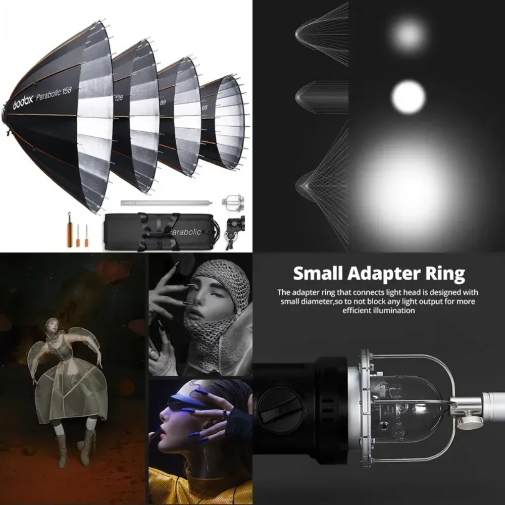P68 P88 P128 P158 Photographic Parabolic Focusing System for Soft Box Kits with True Parabolic PVC for Soft Box Kits