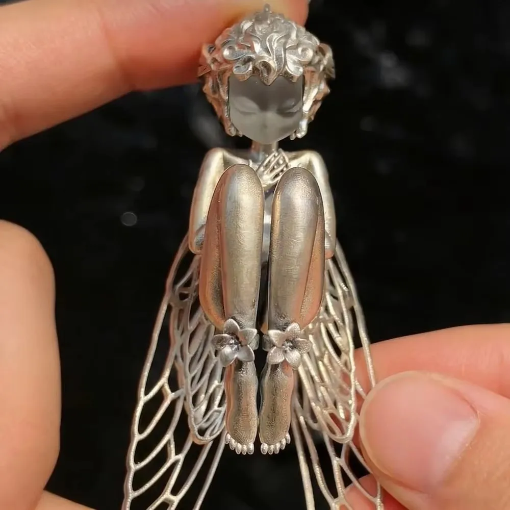 New Alloy Silent Angel Pendant Portable Fun Silver Charm Angel Necklace Cute Necklace Pendant for Friends Birthday Gift