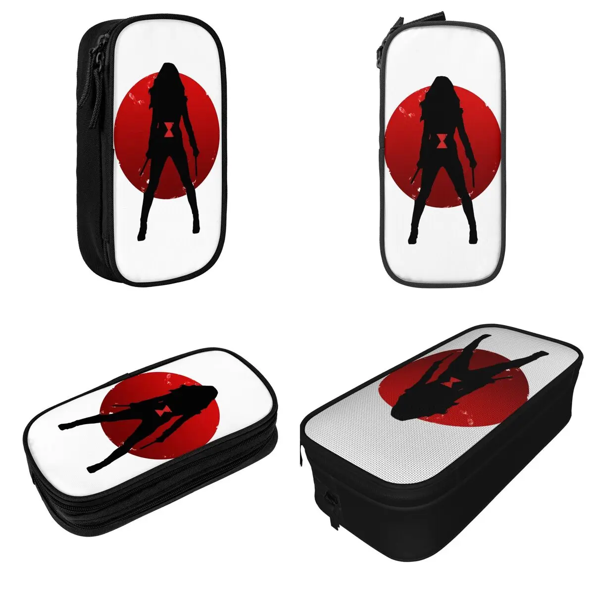 Black Widow Silhouette Emblem Pencil Case Classic Pen Box Pencil Bag Student Large Storage Students School Cosmetic Pencil Pouch