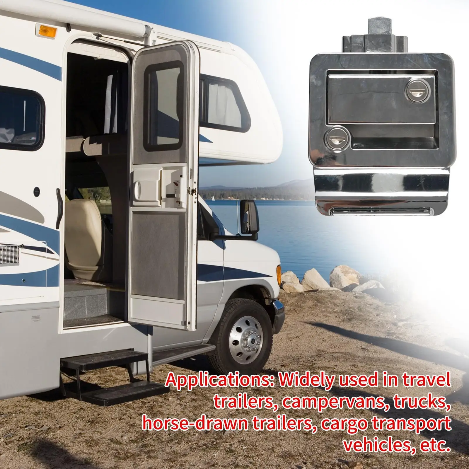 

Rv Door Lock Heavy Duty Anti-Theft Portable Hardware Travel Trailer Door Lock Replacement for Motorhome Hauler Campervan Truck