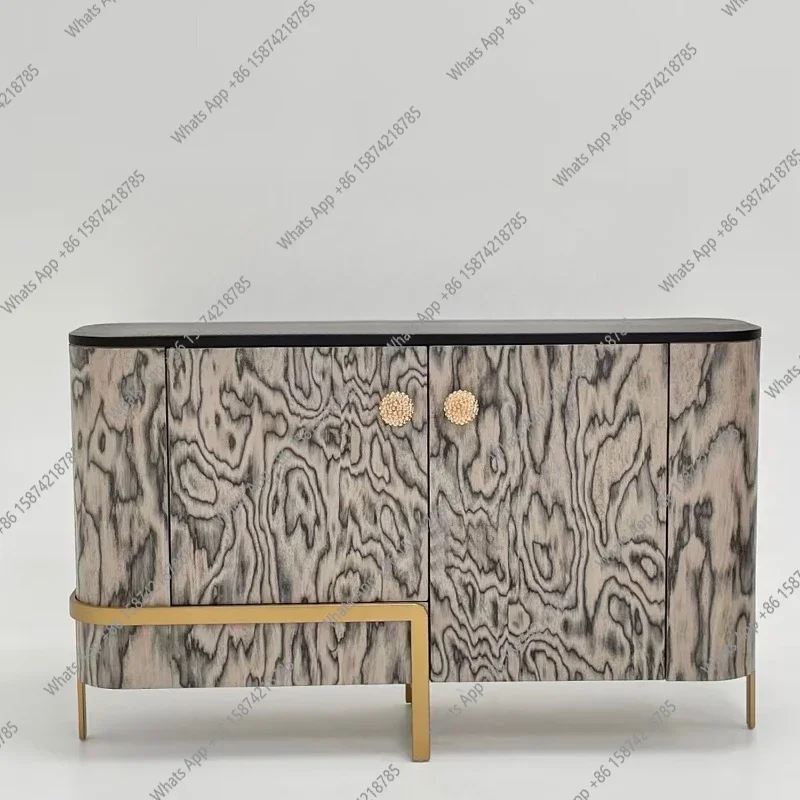 ZL French medieval solid wood art sideboard, designer model room, decorative entryway, household wall storage