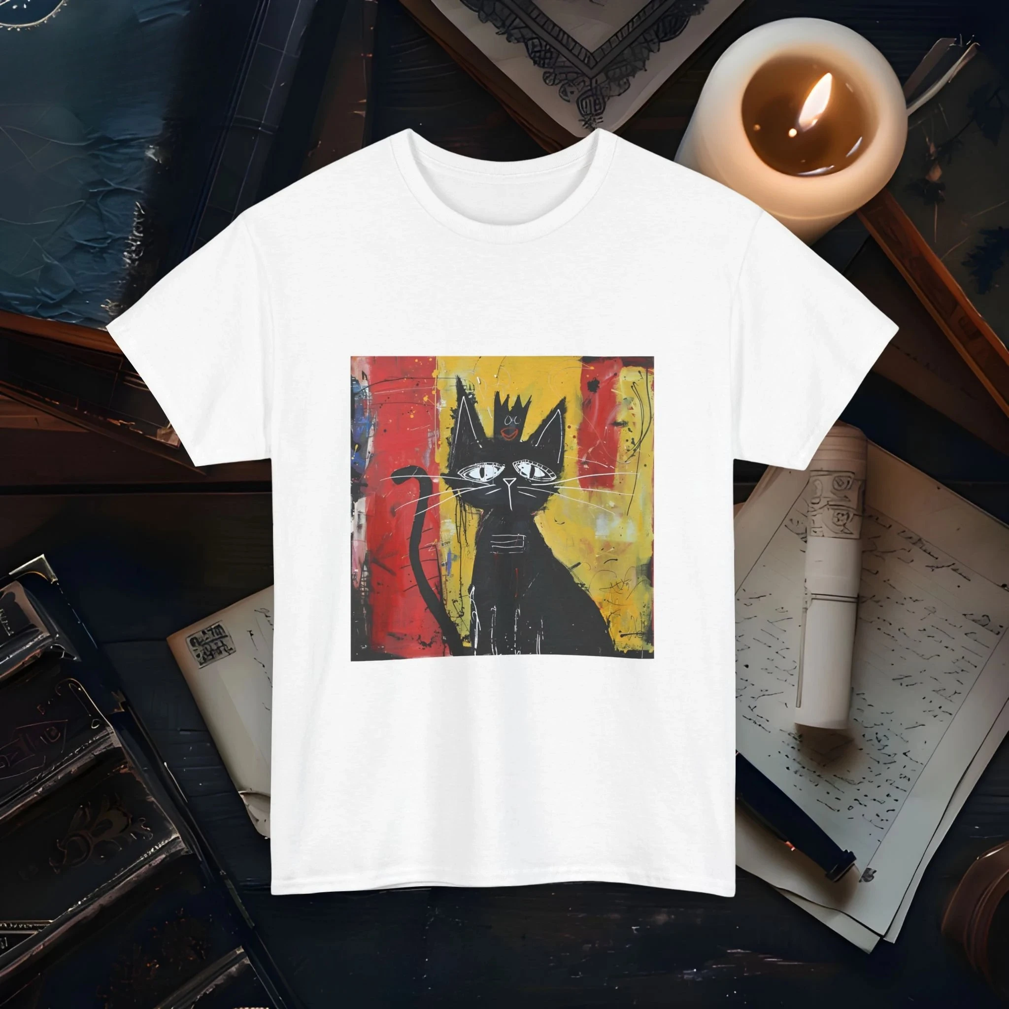 

Женская футболка больших размеров с абстрактным котом, дышащая из чистого хлопка, модная и универсальная уличная одежда унисекс большого размера