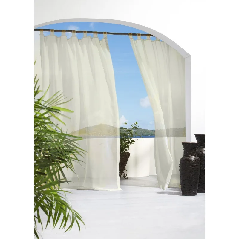 

Indoor/Outdoor Hook and Loop Tab Curtain Voile 54" x 84" in Ivory