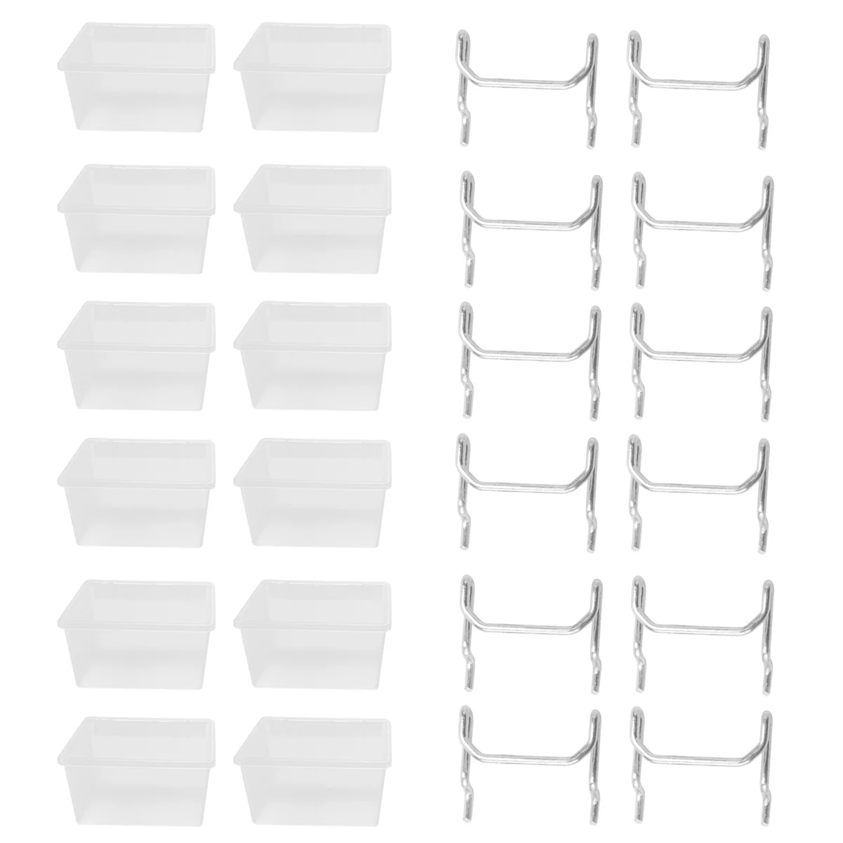 12 Pieces Pegboard Plastic Bins Kit - Pegboard Bins with Hooks - Pegboard Accessories Workbench Bins Fits to Peg Board